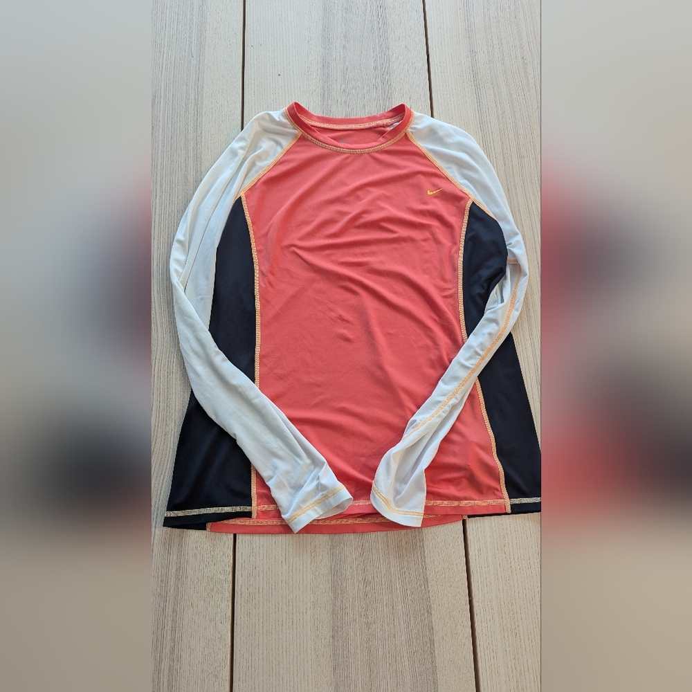Nike Long Sleeve Athletic Top in Coral and Black